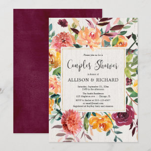 Invitation Chutes de Bourgogne aux couples floraux baby showe