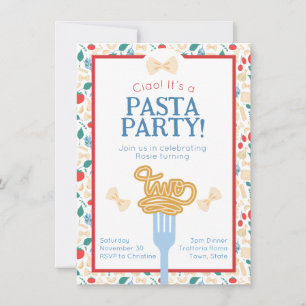 Invitation Ciao 2e anniversaire Pasta Party italien deuxième