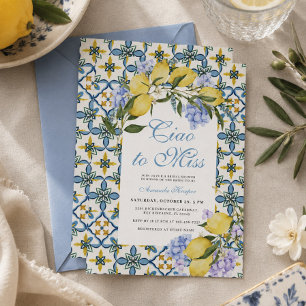 Invitation Ciao à Mademoiselle Lemon Italie Carreaux Bleus En