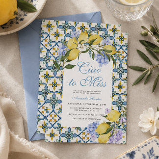 Invitation Ciao à Mademoiselle Lemon Italie Carreaux Bleus En