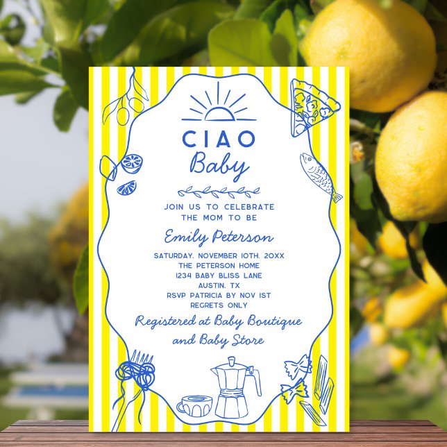 Invitation Ciao Baby Ciao Italien Baby shower à thème (Créateur téléchargé)