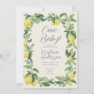 Invitation Ciao Baby Citron Citrus Baby shower papillon