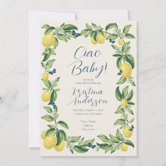 Invitation Ciao Baby Citron Citrus Baby shower papillon