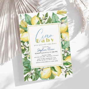 Invitation Ciao Baby Citrus Lemon Baby shower d'aquarelle