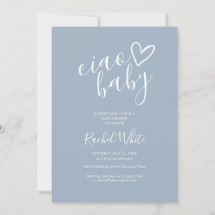 Invitation Ciao Baby Dusty Blue Tout En Un Baby Shower