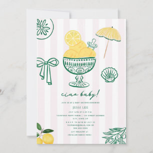 Invitation Ciao Baby Fête de Naissance Fille au Citron Italie