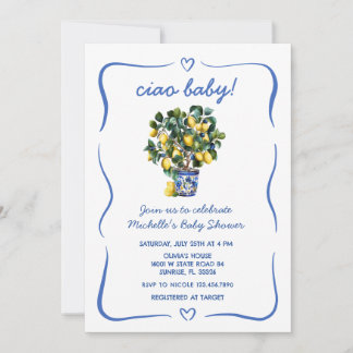 Invitation Ciao Baby Fête Italienne de Naissance au Citron