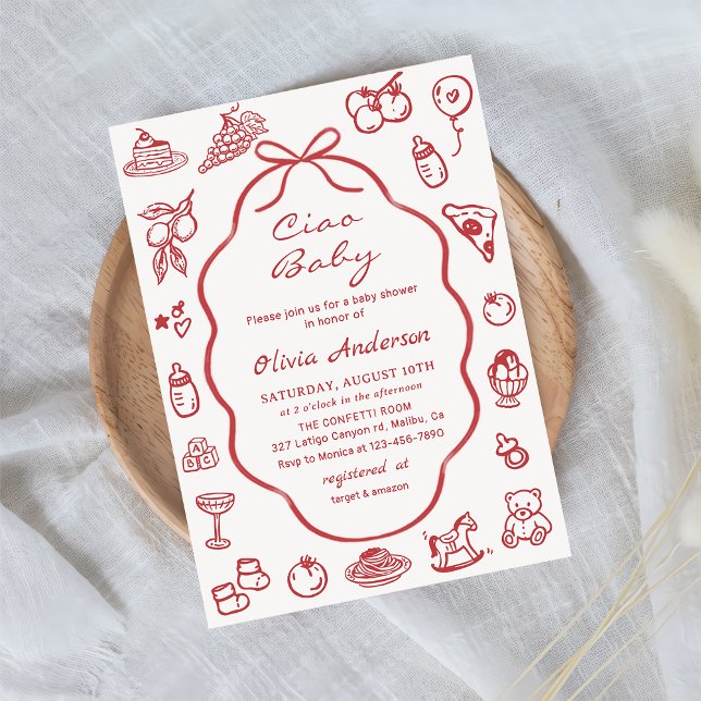 Invitation Ciao Baby Hand Drake Baby shower de citron italien (Créateur téléchargé)