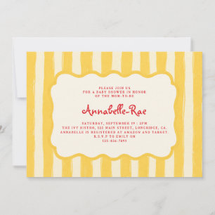 Invitation Ciao Baby Italian Yellow Stripe Baby Shower 