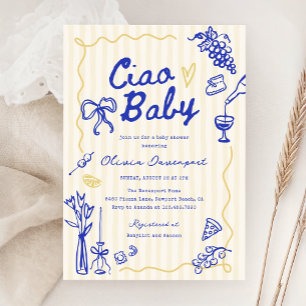 Invitation Ciao Baby Italien Bambino Baby shower à main tiré