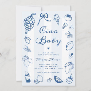 Invitation Ciao Baby Italien main tiré Baby shower citron