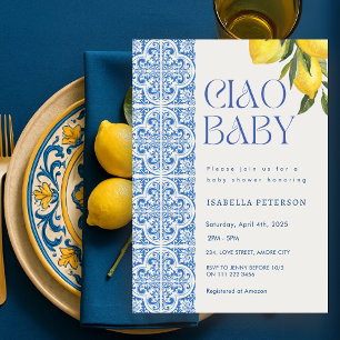 Invitation Ciao Baby Lemon Baby shower méditerranéen italien