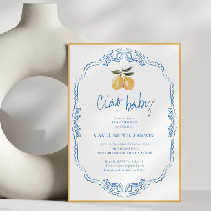 Invitation Ciao Baby Lemon Blue et Yellow Baby Shower