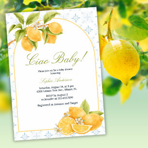Invitation Ciao Baby méditerranéen Baby shower de citron ital