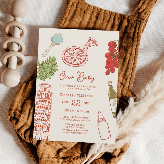 Invitation Ciao Baby Pizza Fête Italienne de Naissance (Créateur téléchargé)