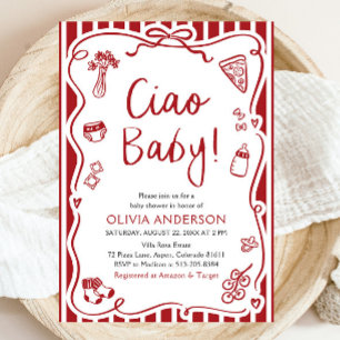 Invitation Ciao Baby Pizza Italien Fantaisiste Fête de Naissa