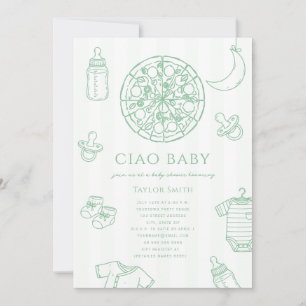 Invitation Ciao Baby Pizza Vert Neutre Baby Shower