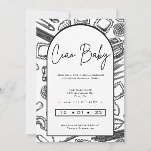 Invitation "Ciao Baby" Préparer un bébé Pâtes italiennes pour