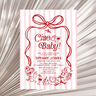 Invitation Ciao Baby Rouge Whimsical Citron italien Baby show