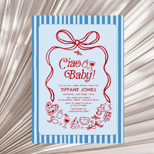 Invitation Ciao Baby Rouge Whimsical Citron italien Baby show
