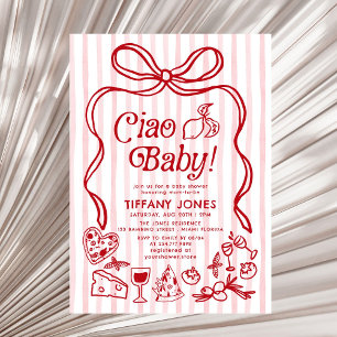 Invitation Ciao Baby Rouge Whimsical Citron italien Baby show