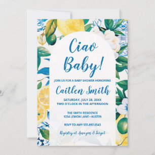 Invitation Ciao Baby shower Ciao Méditerranéen Citron Invitat