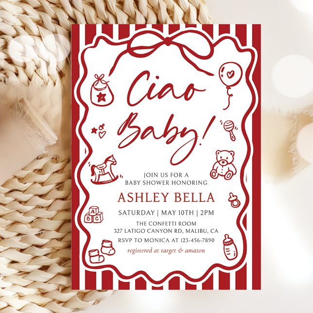 Invitation Ciao Baby Whimsical Baby shower italien (Créateur téléchargé)