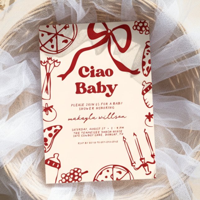 Invitation Ciao Baby Whimsical Italian Pizza Baby Shower (Créateur téléchargé)