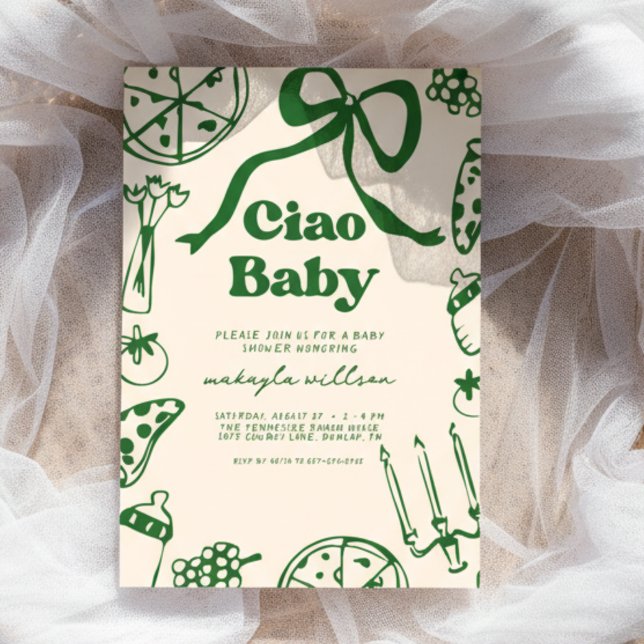 Invitation Ciao Baby Whimsical Italian Pizza Baby Shower (Créateur téléchargé)