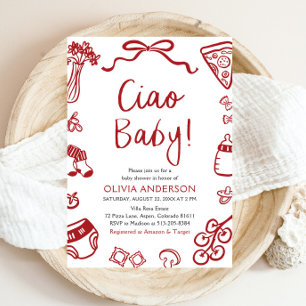 Invitation Ciao Baby Whimsical Italien Pizza Baby shower mign