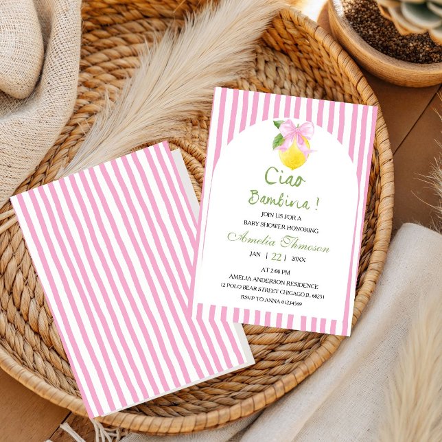 Invitation Ciao bambina Fête de naissance Citron Italien Bébé (Créateur téléchargé)