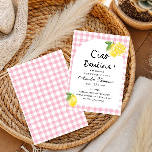 Invitation Ciao bambina Fête de Naissance Citron Italien Bébé