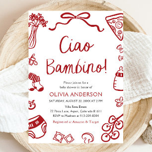 Invitation Ciao Bambino Baby shower de pizza italienne Whimsi