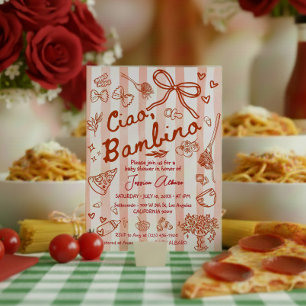 Invitation Ciao Bambino Fête de Naissance Rouge