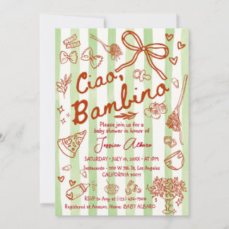 Invitation Ciao Bambino Green Baby Shower