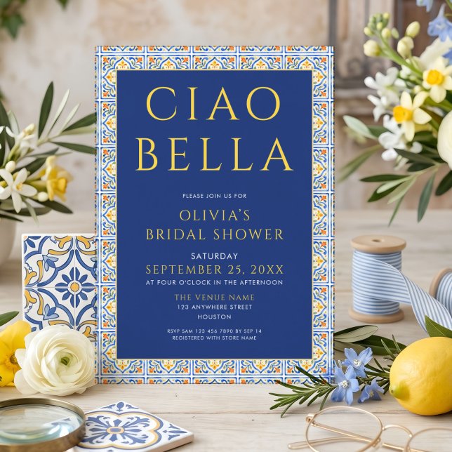 Invitation Ciao Bella Blue Mariage Italien (Créateur téléchargé)