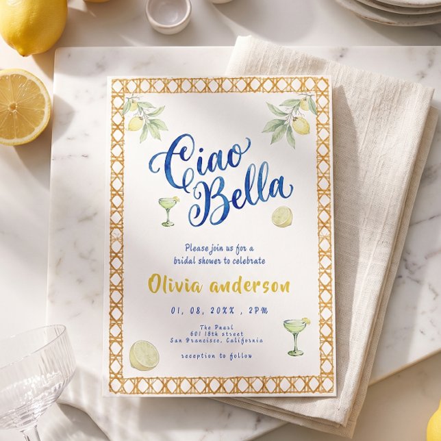 Invitation Ciao Bella citron Citron Mariage Italien (Créateur téléchargé)