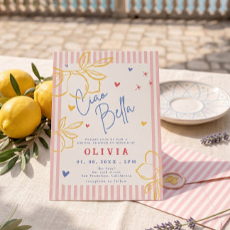 Invitation Ciao Bella citron italien mariage main levée