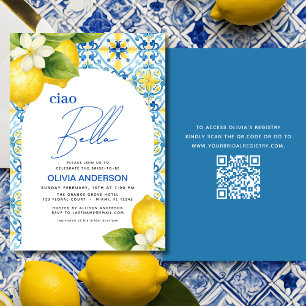 Invitation Ciao Bella Citron italien QR Code Fête des mariées