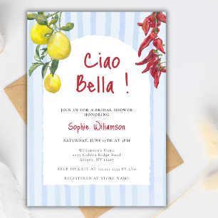 Invitation Ciao Bella Citrons Italiens Rayures Baby Shower