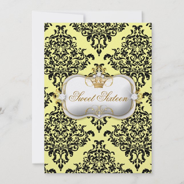 Invitation Ciao Bella et Lovey Dovey Damask Citron Ice (Devant)