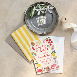 Invitation Ciao Bella Fête d'anniversaire à rayures de la Riv