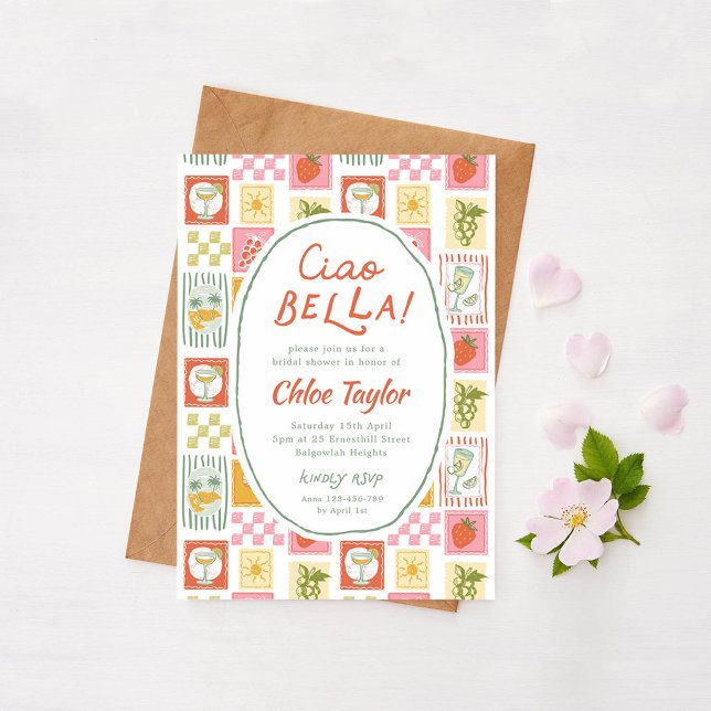 Invitation Ciao Bella Fête de Mariage Italienne (Créateur téléchargé)