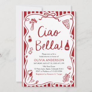 Invitation Ciao Bella Fête des mariées de pizza italienne tir