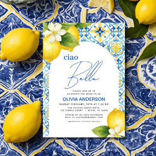 Invitation Ciao Bella Italienne Citron Bleu Carrelage Fête de
