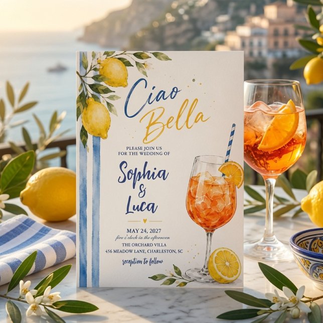 Invitation Ciao Bella Mariage Italien au Citron (Créateur téléchargé)