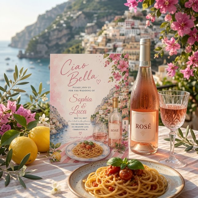 Invitation Ciao Bella Positano Rose Luxueux (Créateur téléchargé)