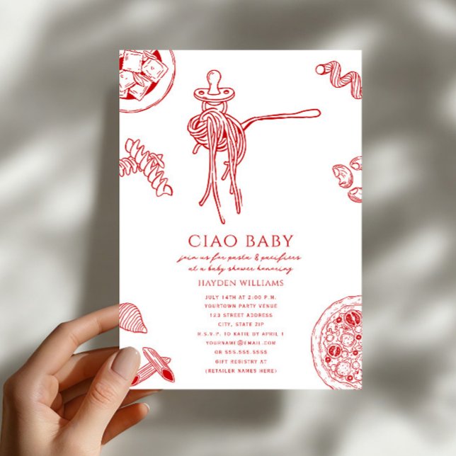 Invitation Ciao Pasta & Pacifiers Fête de Naissance Italienne (Créateur téléchargé)