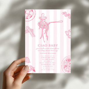 Invitation Ciao Pâtes & Tétines Fille Italienne Baby Shower