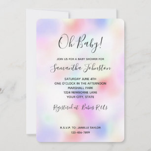 Invitation Ciel arc-en-ciel rose unicorne violet